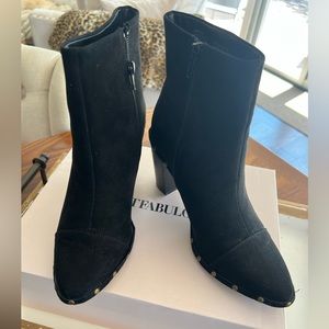 Just Fab Maryanne Black Faux Suede Booties worn a couple of times almost new